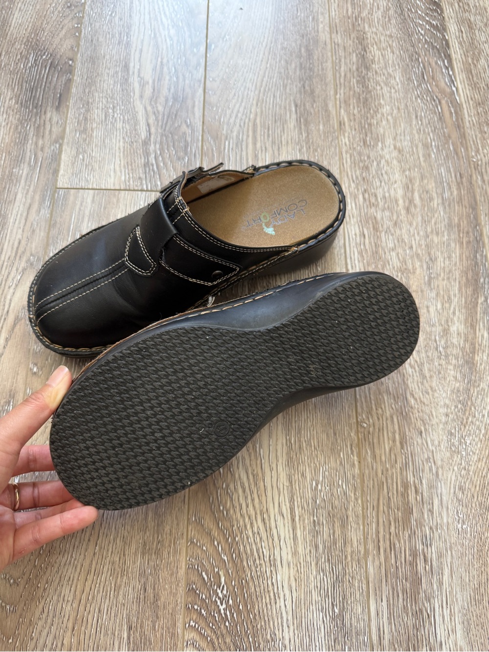 Classic Black Leather Mules with Buckle Detail - Picture 3 of 5